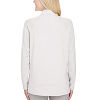 Devon & Jones Women's CrownLux Performance® Clubhouse Micro-Stripe Quarter-Zip Pullover, Silver, Back view