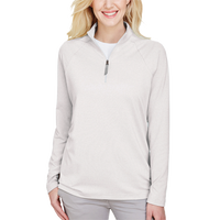 Devon & Jones Women's CrownLux Performance® Clubhouse Micro-Stripe Quarter-Zip Pullover, Silver, Front view