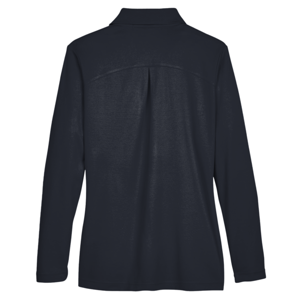 Devon & Jones Women's CrownLux Performance® Plaited Long Sleeve Polo, Black, Back view