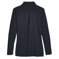 Devon & Jones Women's CrownLux Performance® Plaited Long Sleeve Polo, Black, Back view