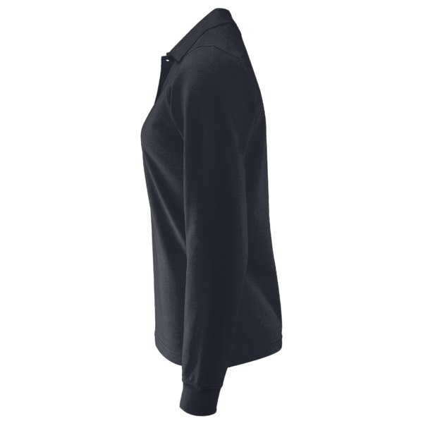 Devon & Jones Women's CrownLux Performance® Plaited Long Sleeve Polo, Black, Left Sleeve view
