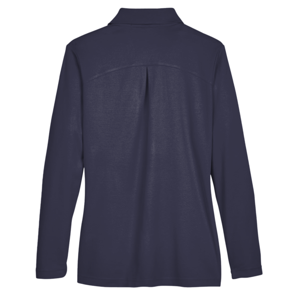 Devon & Jones Women's CrownLux Performance® Plaited Long Sleeve Polo, Navy, Back view