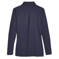 Devon & Jones Women's CrownLux Performance® Plaited Long Sleeve Polo, Navy, Back view