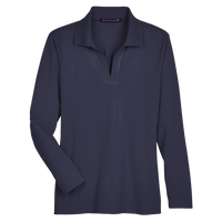 Devon & Jones Women's CrownLux Performance® Plaited Long Sleeve Polo, Navy, Front view