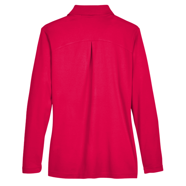 Devon & Jones Women's CrownLux Performance® Plaited Long Sleeve Polo, Red, Back view