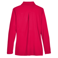 Devon & Jones Women's CrownLux Performance® Plaited Long Sleeve Polo, Red, Back view