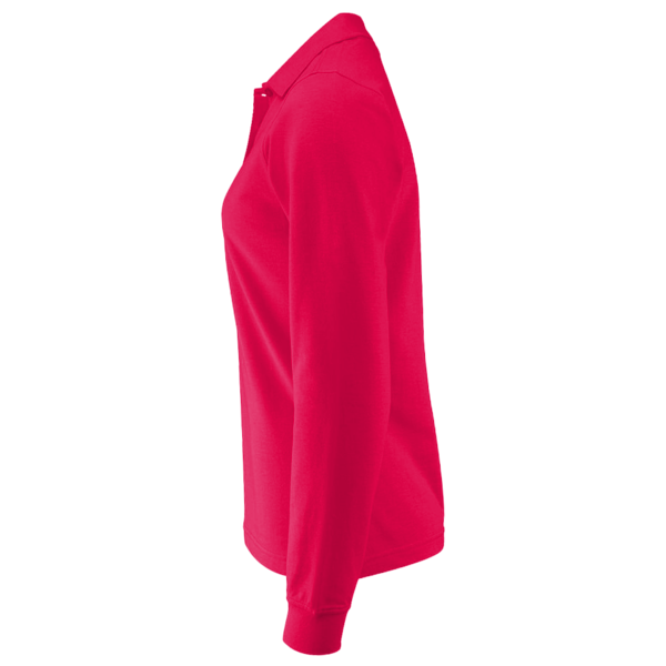 Devon & Jones Women's CrownLux Performance® Plaited Long Sleeve Polo, Red, Left Sleeve view