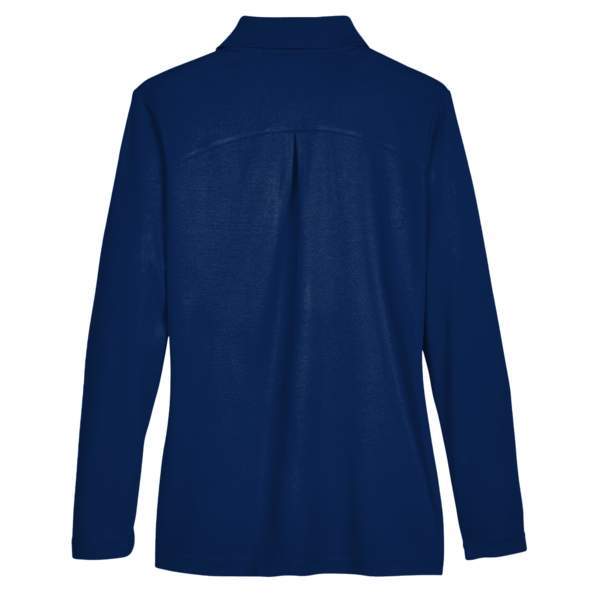 Devon & Jones Women's CrownLux Performance® Plaited Long Sleeve Polo, True Royal, Back view