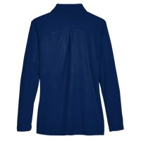 Devon & Jones Women's CrownLux Performance® Plaited Long Sleeve Polo, True Royal, Back view