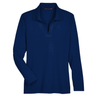 Devon & Jones Women's CrownLux Performance® Plaited Long Sleeve Polo, True Royal, Front view