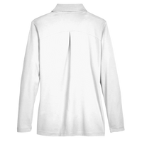 Devon & Jones Women's CrownLux Performance® Plaited Long Sleeve Polo, White, Back view