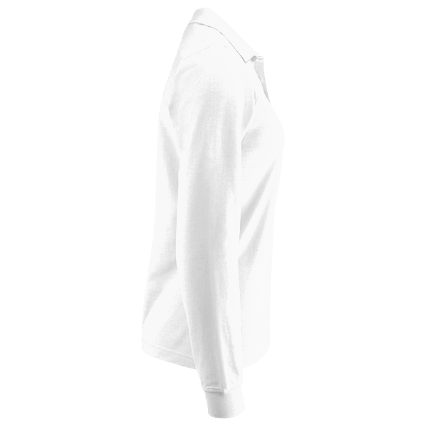 Devon & Jones Women's CrownLux Performance® Plaited Long Sleeve Polo, White, Right Sleeve view