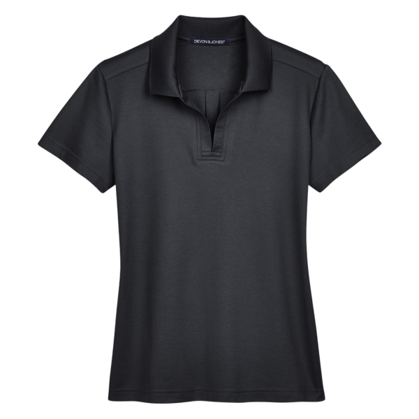 Devon & Jones Women's CrownLux Performance® Plaited Polo, Black, Front view