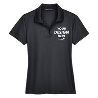 Devon & Jones Women's CrownLux Performance® Plaited Polo, Black, Front view, Mockup