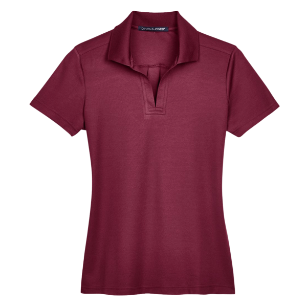Devon & Jones Women's CrownLux Performance® Plaited Polo, Burgundy, Front view