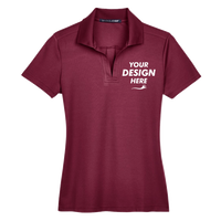 Devon & Jones Women's CrownLux Performance® Plaited Polo, Burgundy, Front view, Mockup