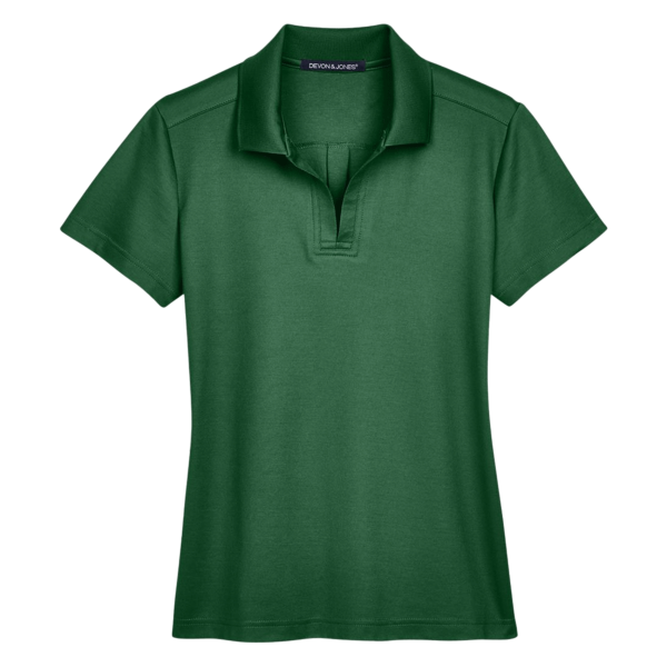 Devon & Jones Women's CrownLux Performance® Plaited Polo, Forest, Front view
