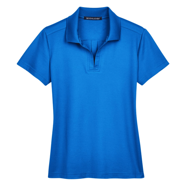 Devon & Jones Women's CrownLux Performance® Plaited Polo, French Blue, Front view