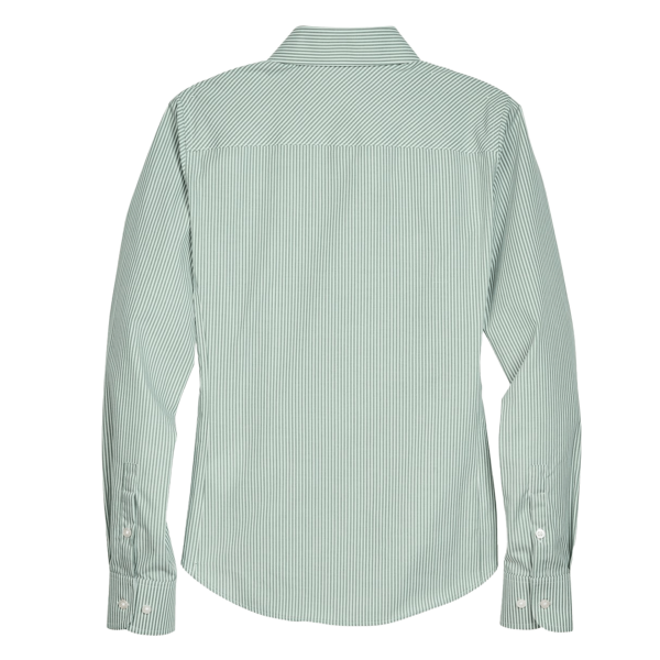 Devon & Jones Women's Crown Collection® Banker Stripe Woven Dress Shirt, Dill, Back view