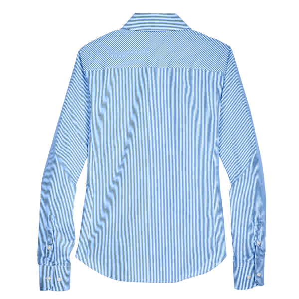 Devon & Jones Women's Crown Collection® Banker Stripe Woven Dress Shirt, French Blue, Back view