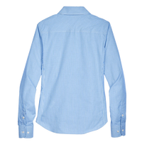 Devon & Jones Women's Crown Collection® Banker Stripe Woven Dress Shirt, French Blue, Back view