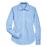 Devon & Jones Women's Crown Collection® Banker Stripe Woven Dress Shirt, French Blue, Front view