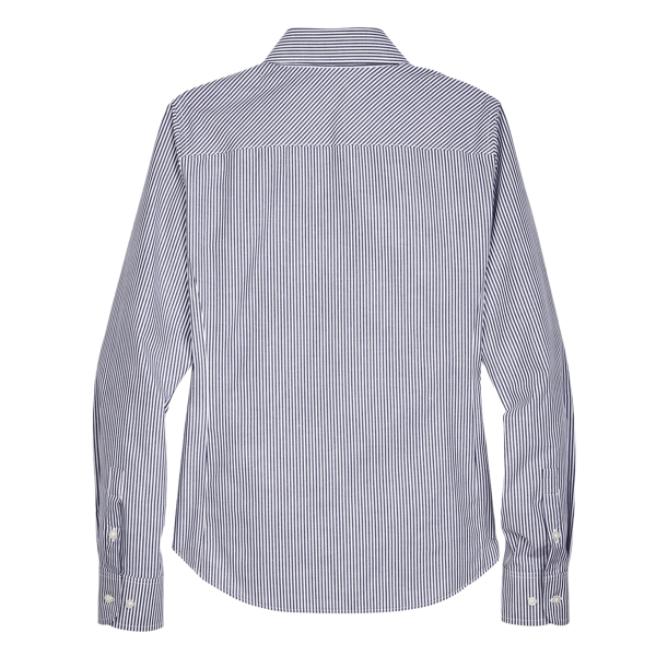 Devon & Jones Women's Crown Collection® Banker Stripe Woven Dress Shirt, Navy, Back view