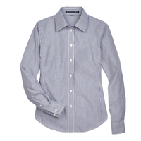 Devon & Jones Women's Crown Collection® Banker Stripe Woven Dress Shirt, Navy, Front view