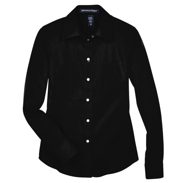 Devon & Jones Women's Crown Collection® Solid Stretch Twill Woven Dress Shirt, Black, Front view