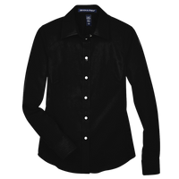 Devon & Jones Women's Crown Collection® Solid Stretch Twill Woven Dress Shirt, Black, Front view