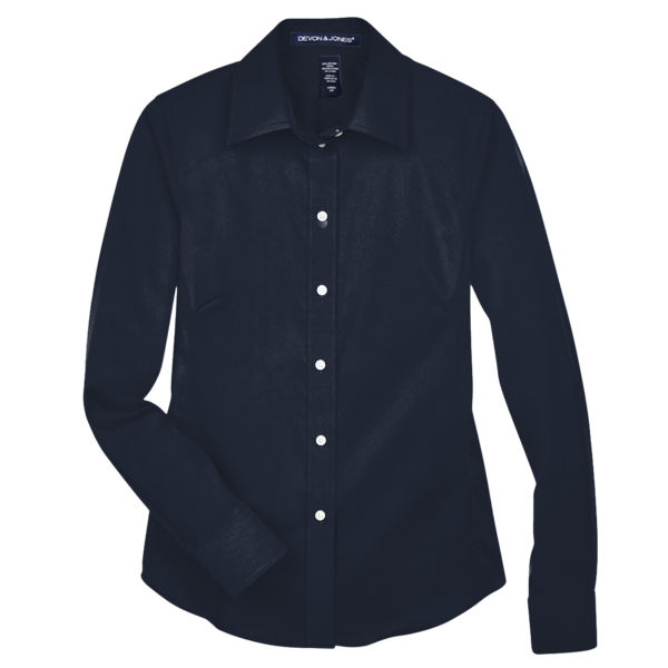 Devon & Jones Women's Crown Collection® Solid Stretch Twill Woven Dress Shirt, Navy, Front view