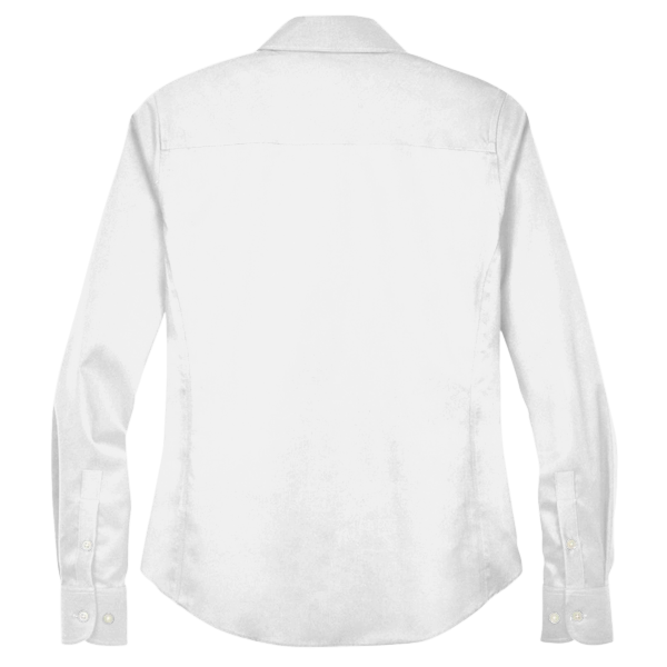 Devon & Jones Women's Crown Collection® Solid Stretch Twill Woven Dress Shirt, White, Back view