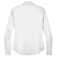 Devon & Jones Women's Crown Collection® Solid Stretch Twill Woven Dress Shirt, White, Back view