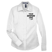 Devon & Jones Women's Crown Collection® Solid Stretch Twill Woven Dress Shirt, White, Front view, Mockup