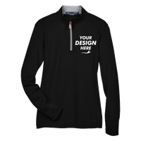 Devon & Jones Women's DRYTEC20™ Performance Quarter-Zip Pullover, Black / Grey Heather / Graphite, Front view, Mockup