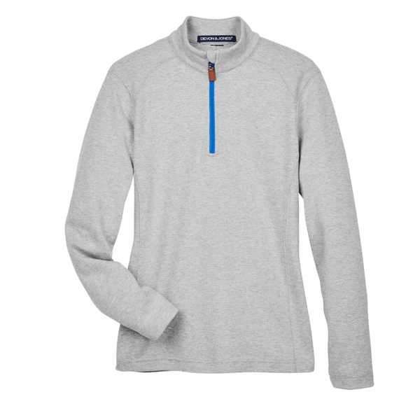 Devon & Jones Women's DRYTEC20™ Performance Quarter-Zip Pullover, Grey Heather / Grey H / French Blue, Front view