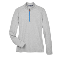 Devon & Jones Women's DRYTEC20™ Performance Quarter-Zip Pullover, Grey Heather / Grey H / French Blue, Front view