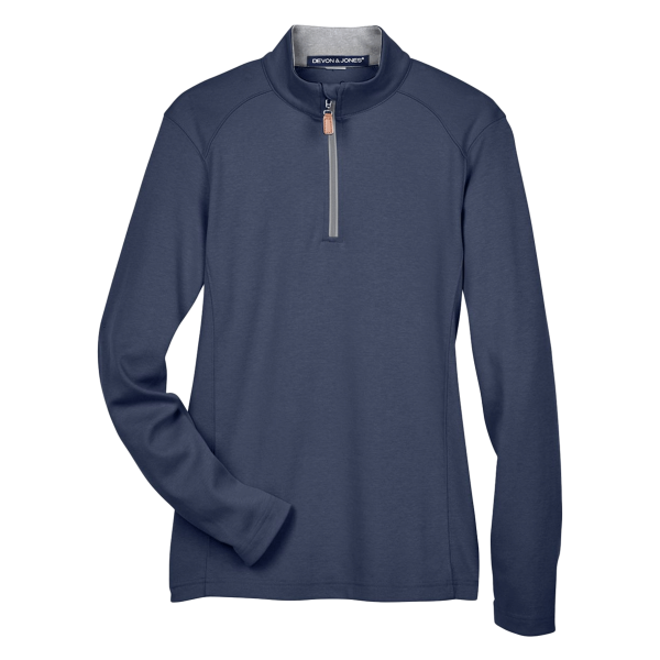 Devon & Jones Women's DRYTEC20™ Performance Quarter-Zip Pullover, Navy / Grey Heather / Graphite, Front view