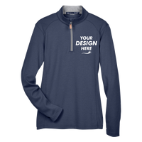 Devon & Jones Women's DRYTEC20™ Performance Quarter-Zip Pullover, Navy / Grey Heather / Graphite, Front view, Mockup