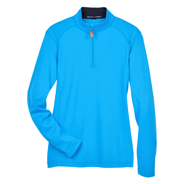 Devon & Jones Women's DRYTEC20™ Performance Quarter-Zip Pullover, Ocean Blue / Navy / Ocean Blue, Front view