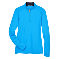 Devon & Jones Women's DRYTEC20™ Performance Quarter-Zip Pullover, Ocean Blue / Navy / Ocean Blue, Front view