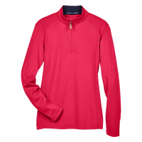 Devon & Jones Women's DRYTEC20™ Performance Quarter-Zip Pullover, Red / Navy / Red, Front view