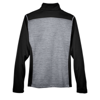 Devon & Jones Women's Newbury Colorblock Mélange Fleece Full-Zip Jacket, Black Heather / Dark Grey Heather, Back view