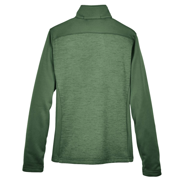 Devon & Jones Women's Newbury Colorblock Mélange Fleece Full-Zip Jacket, Forest / Forest Heather, Back view
