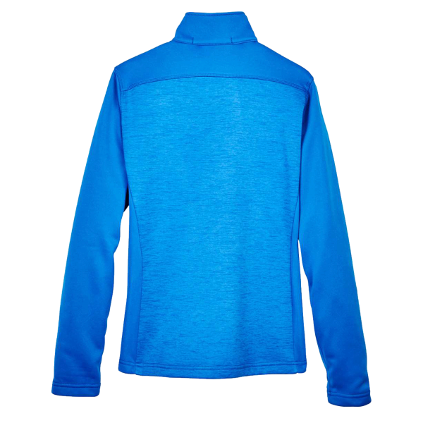 Devon & Jones Women's Newbury Colorblock Mélange Fleece Full-Zip Jacket, French Blue / French Blue Heather, Back view