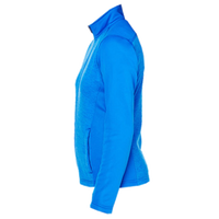 Devon & Jones Women's Newbury Colorblock Mélange Fleece Full-Zip Jacket, French Blue / French Blue Heather, Left Sleeve view