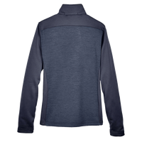 Devon & Jones Women's Newbury Colorblock Mélange Fleece Full-Zip Jacket, Navy / Navy Heather, Back view