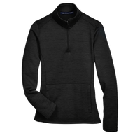 Devon & Jones Women's Newbury Mélange Fleece Quarter-Zip Pullover, Black Heather, Front view