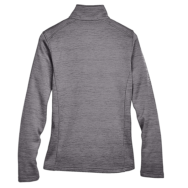 Devon & Jones Women's Newbury Mélange Fleece Quarter-Zip Pullover, Dark Grey Heather, Back view