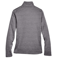 Devon & Jones Women's Newbury Mélange Fleece Quarter-Zip Pullover, Dark Grey Heather, Back view